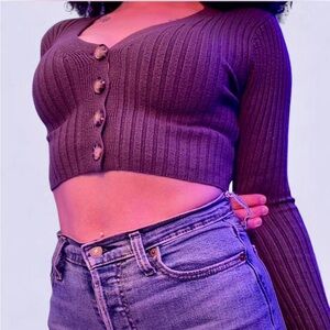 🖤 Ribbed Knit Cropped Cardigan | Holiday Minimalist Edge – Size S 🖤